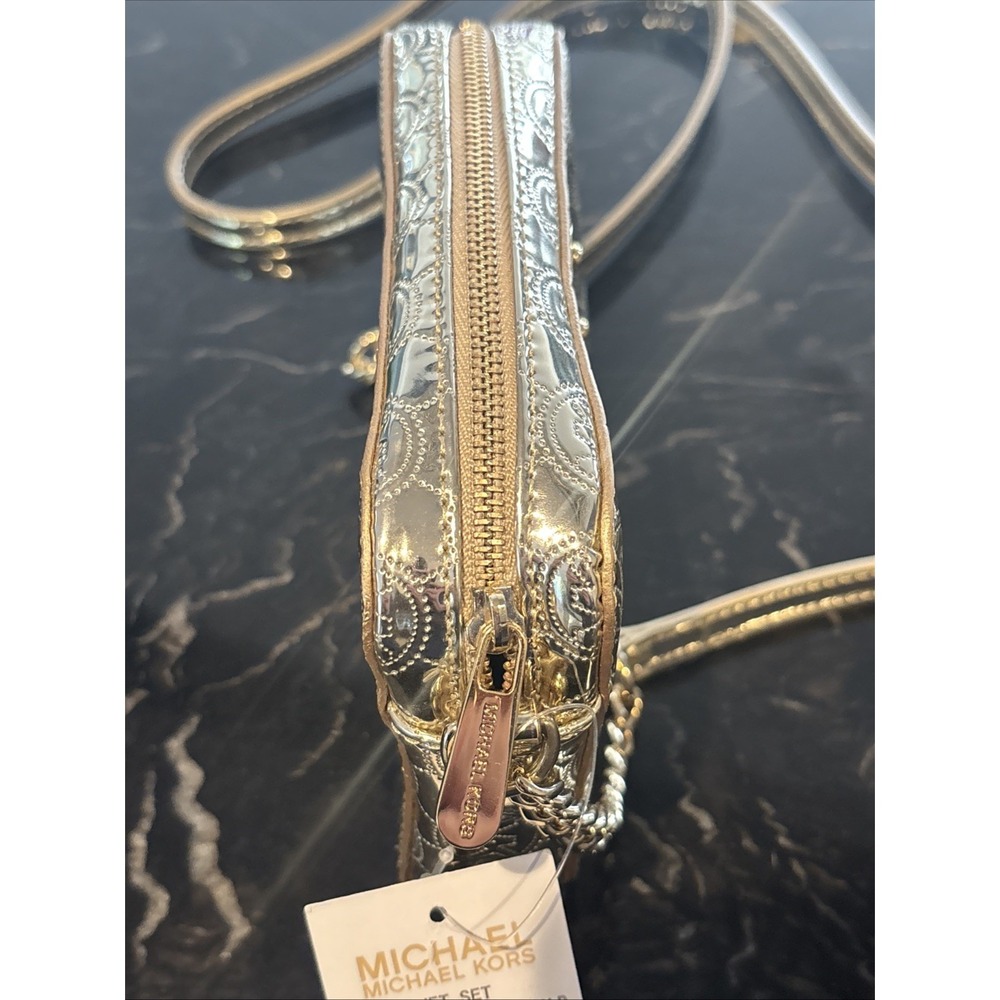 Michael Kors Jet Set Small Crossbody Shoulder Bag Pale Gold Chain - Picture 9 of 12